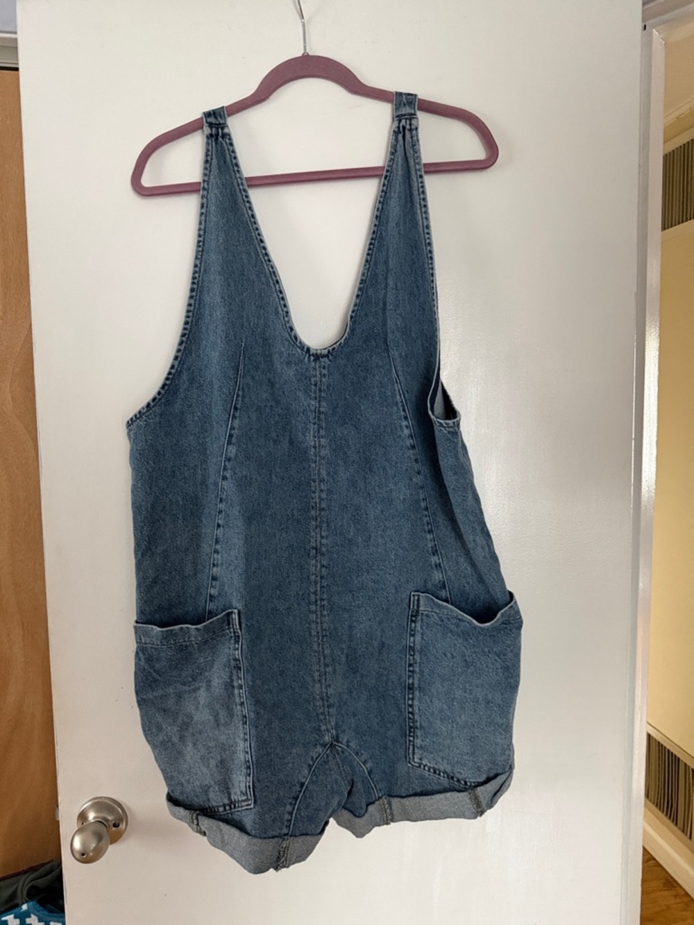 We The Free Denim Shortalls Romper - Blue. Size Large